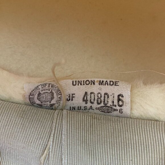 Vtg Ann Marie Hat Cream Tall Cossack Pillbox Beaded Accent‎ USA Union Made 60s - Picture 9 of 11